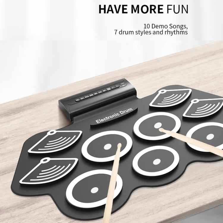 W562 Thickened 7 Drum Set Silicone Hand Rolled Drums Jazz Drums Percussion Instruments Electronic Drums