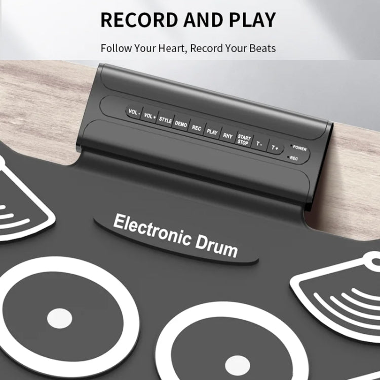 W562 Thickened 7 Drum Set Silicone Hand Rolled Drums Jazz Drums Percussion Instruments Electronic Drums