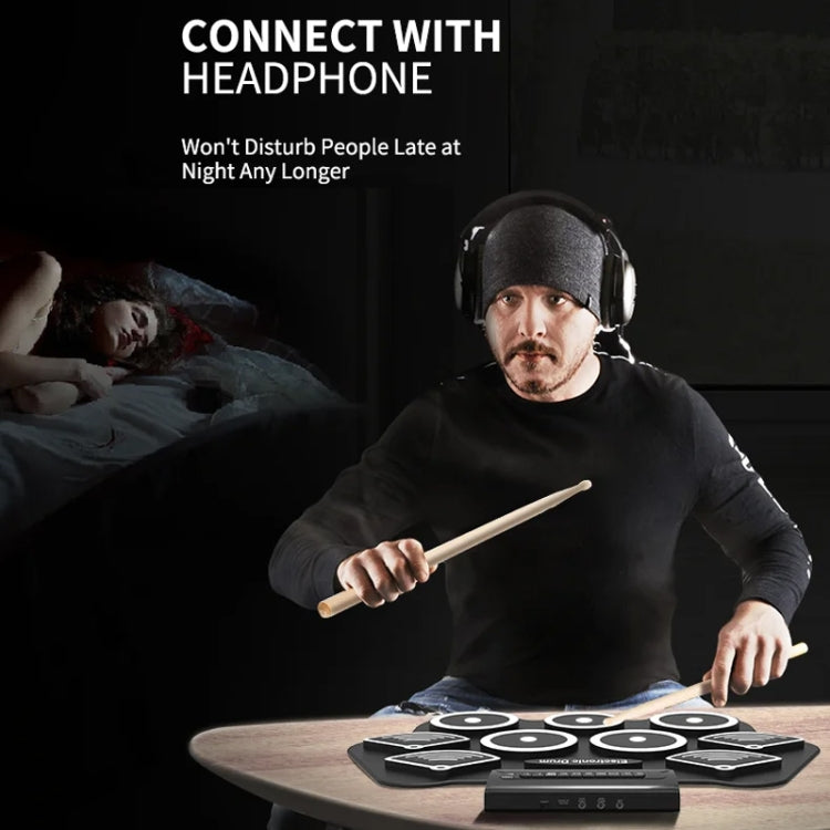 W562 Thickened 7 Drum Set Silicone Hand Rolled Drums Jazz Drums Percussion Instruments Electronic Drums