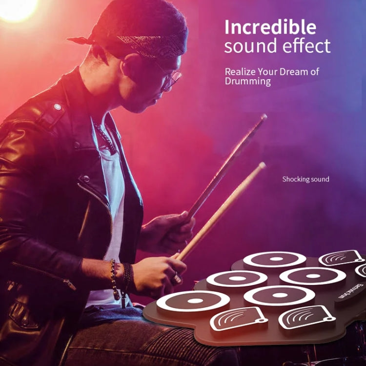 W362 Silicone Double Horn Hand-Rolled Drums Foot Pedal Percussion 7 Drum Kits Electronic Drums