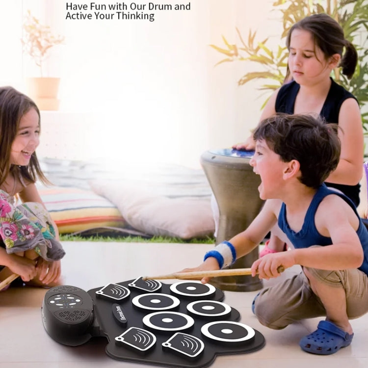 W362 Silicone Double Horn Hand-Rolled Drums Foot Pedal Percussion 7 Drum Kits Electronic Drums