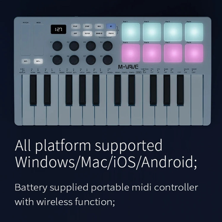 M-VAVE SMK-25 USB MIDI Keyboard Controller With 8 Back Drum Pads