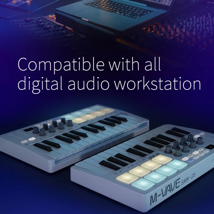 M-VAVE SMK-25 USB MIDI Keyboard Controller With 8 Back Drum Pads