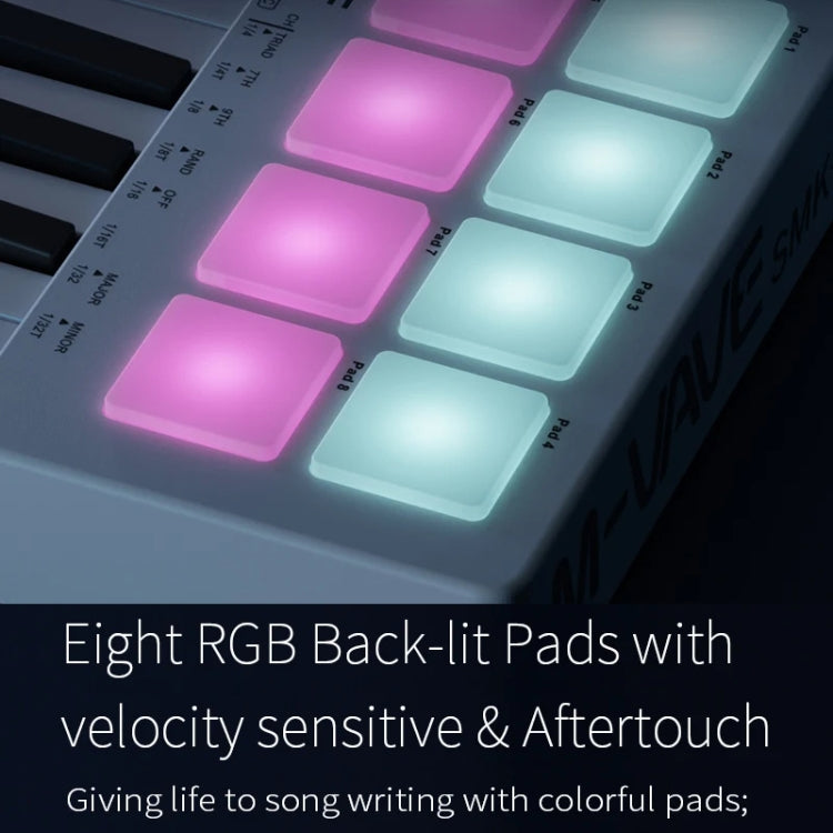 M-VAVE SMK-25 USB MIDI Keyboard Controller With 8 Back Drum Pads