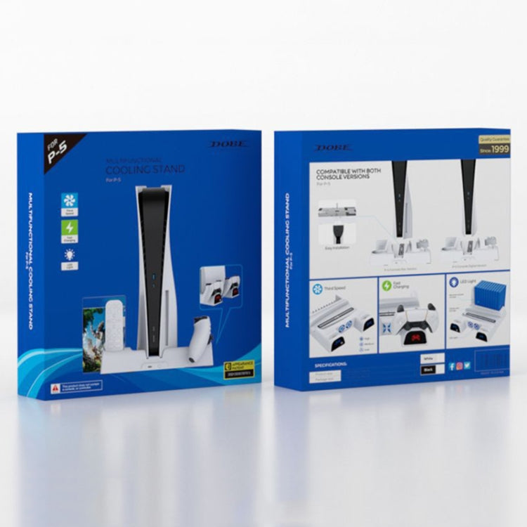 DOBE For PS5 Gamepad Multi-Function Dual Charger Cooling Fan Base With Disk Organizer