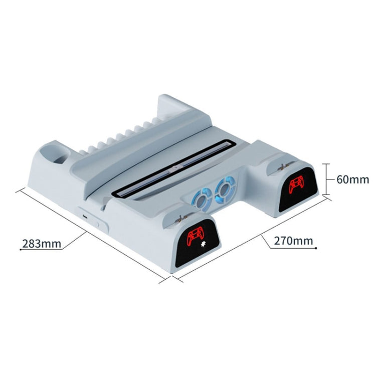 DOBE For PS5 Gamepad Multi-Function Dual Charger Cooling Fan Base With Disk Organizer