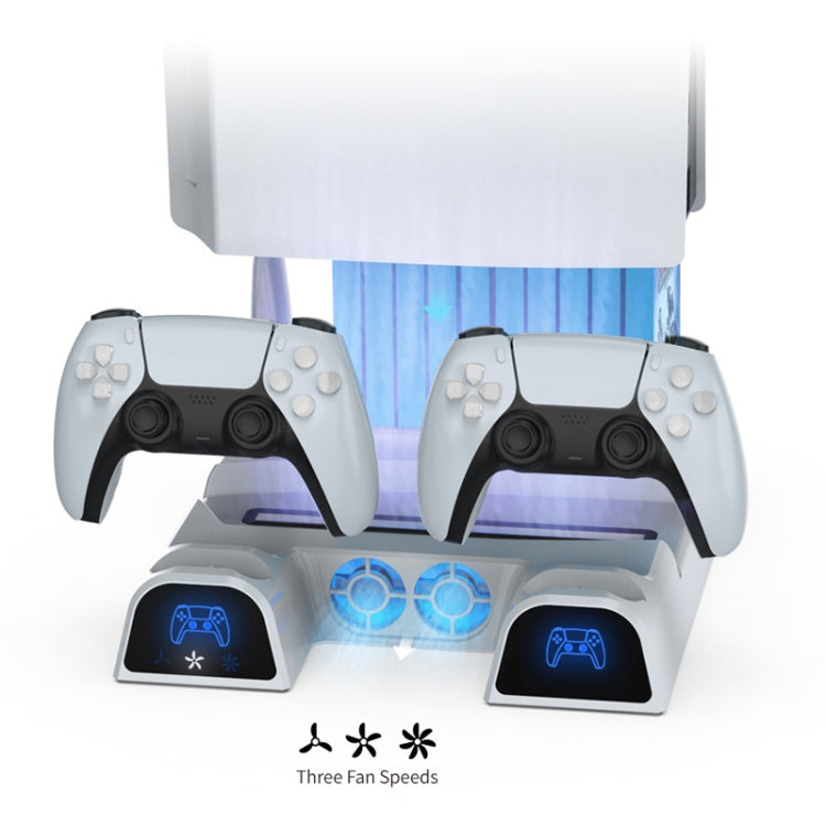 DOBE For PS5 Gamepad Multi-Function Dual Charger Cooling Fan Base With Disk Organizer