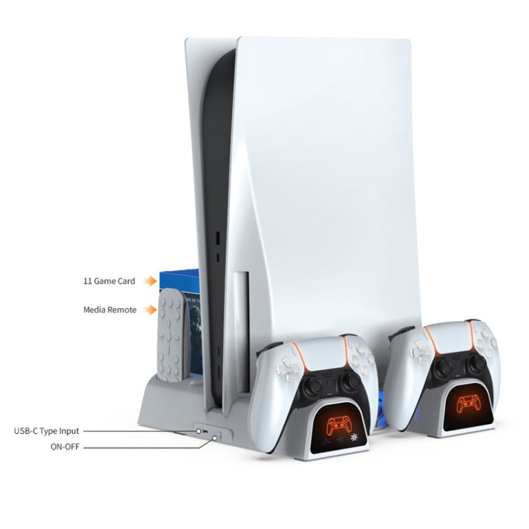 DOBE For PS5 Gamepad Multi-Function Dual Charger Cooling Fan Base With Disk Organizer