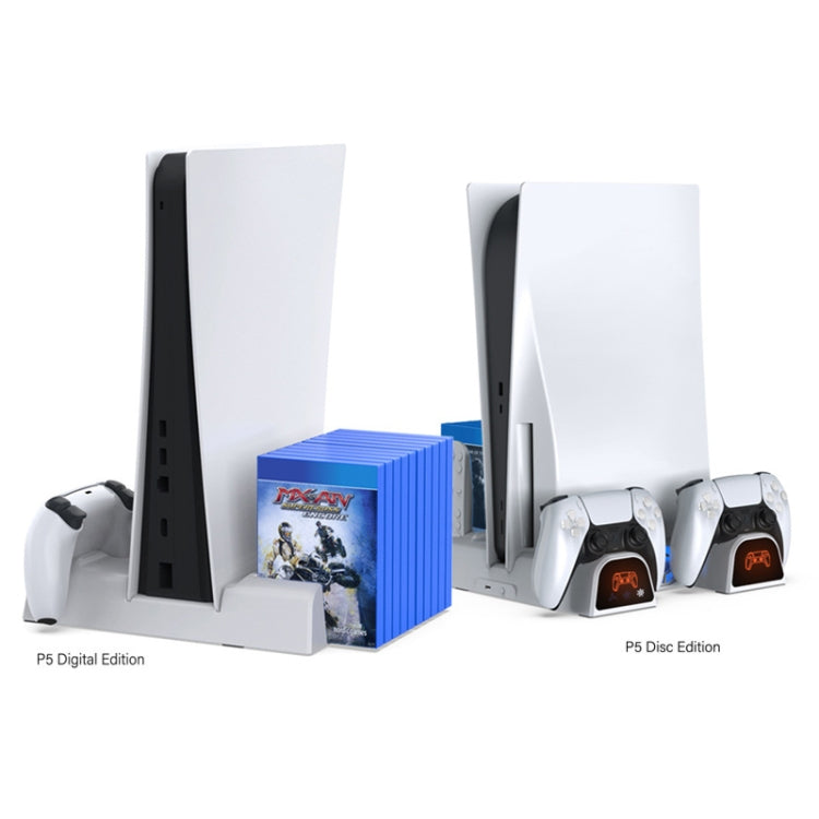 DOBE For PS5 Gamepad Multi-Function Dual Charger Cooling Fan Base With Disk Organizer