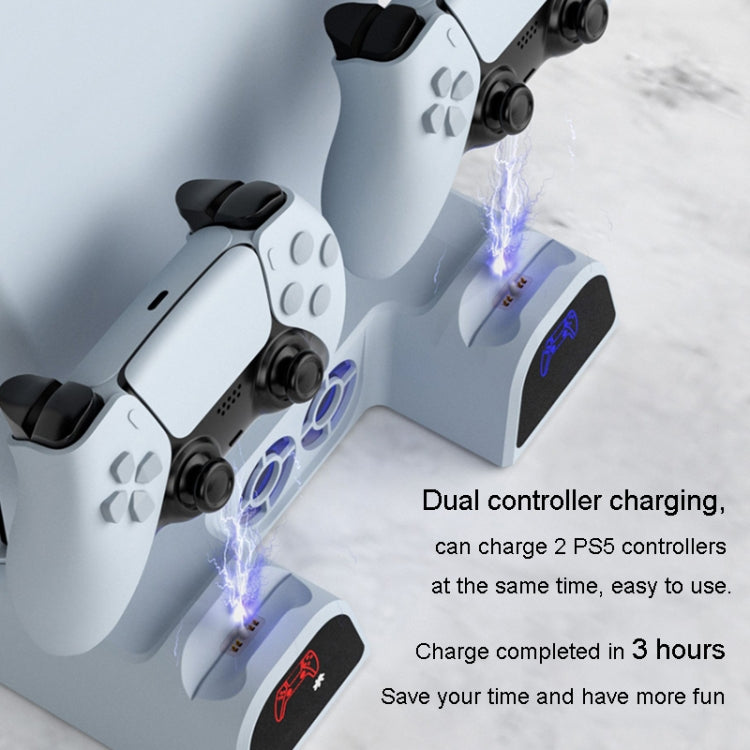 DOBE For PS5 Gamepad Multi-Function Dual Charger Cooling Fan Base With Disk Organizer