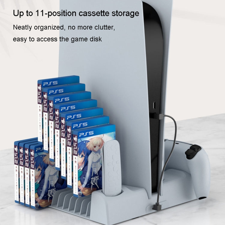 DOBE For PS5 Gamepad Multi-Function Dual Charger Cooling Fan Base With Disk Organizer