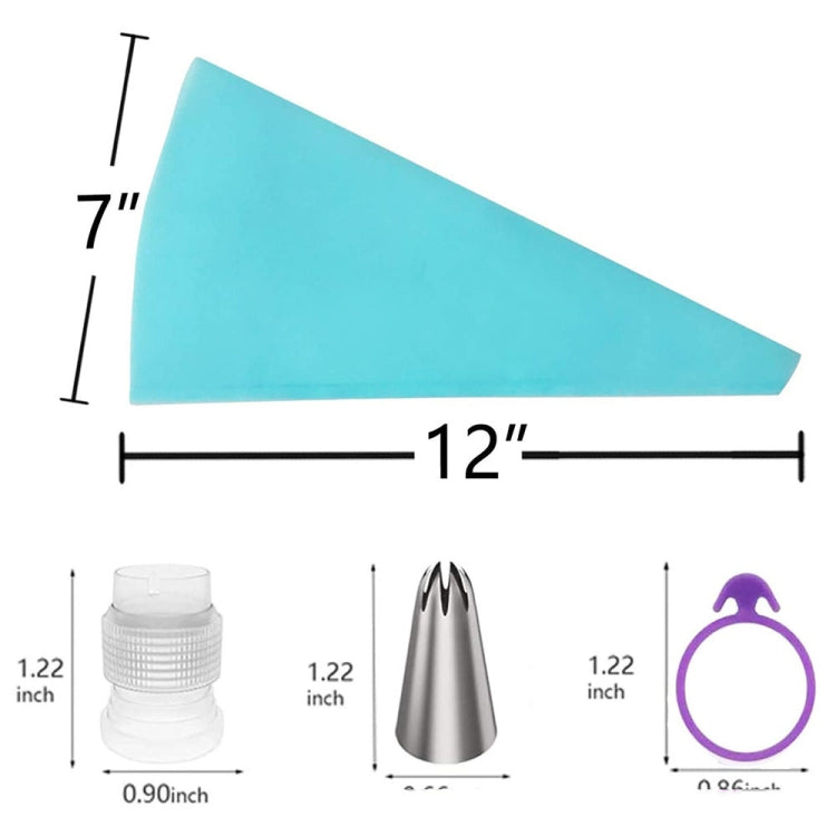 15 In 1 Silicone Icing Piping Cream Pastry Bag Stainless Steel Cake Nozzle Set