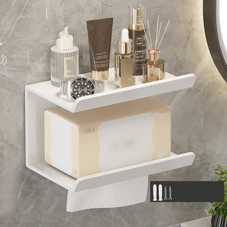 2 In 1 No-Punch Bathroom Shelf Household Paper Towel Cell Phone Toiletries Storage Rack