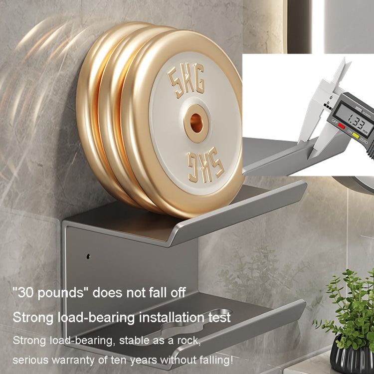 2 In 1 No-Punch Bathroom Shelf Household Paper Towel Cell Phone Toiletries Storage Rack