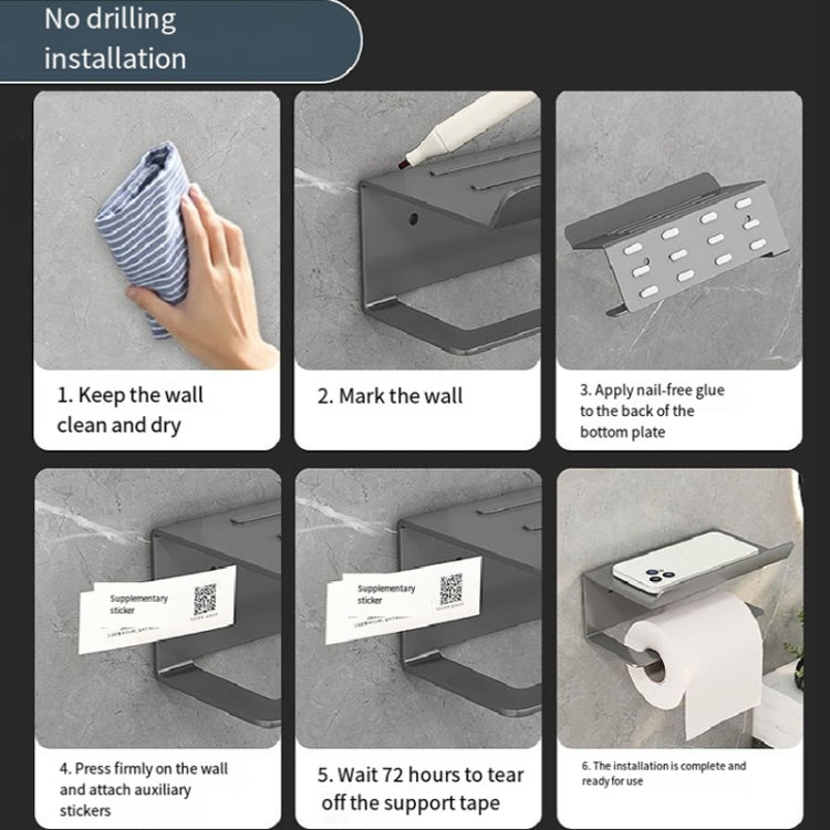 2 In 1 No-Punch Bathroom Shelf Household Paper Towel Cell Phone Toiletries Storage Rack