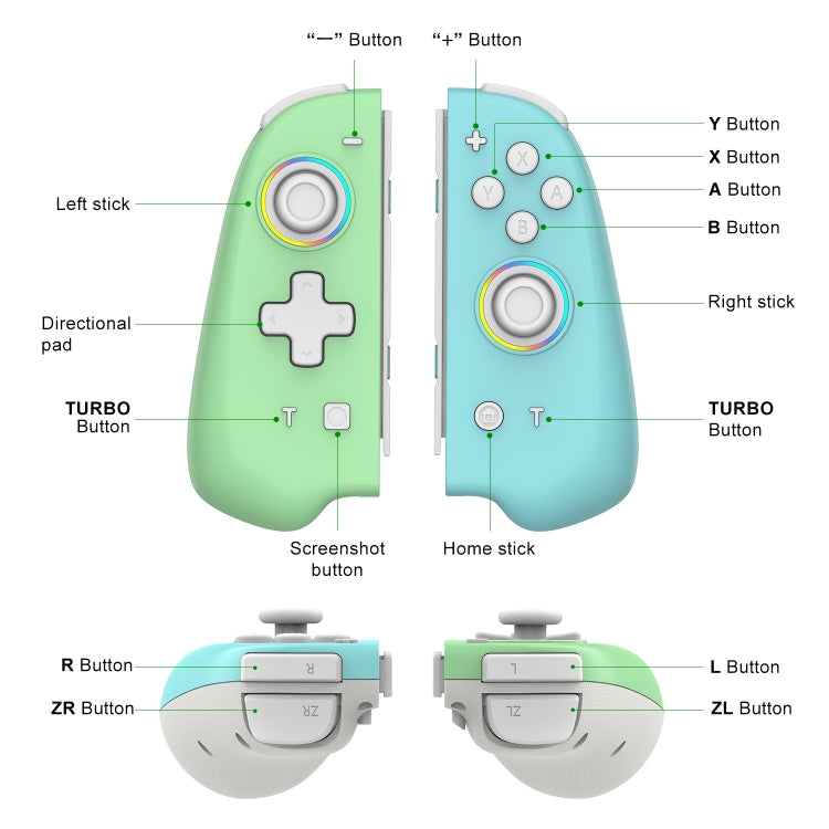 For Switch Joycon With Colorful Light Left And Right Handle