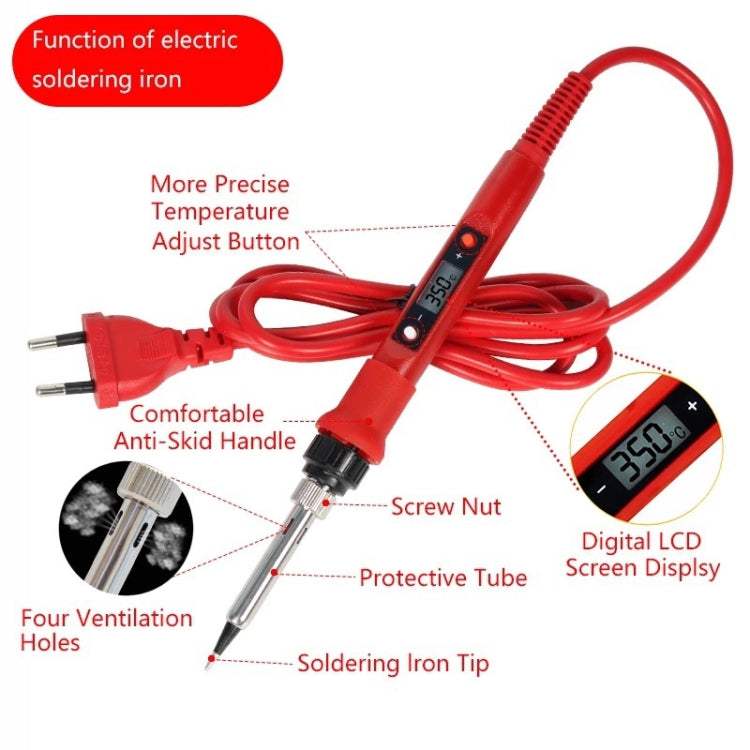 10pcs/ Set 80W Internal Heating Welding Digital Display Soldering Iron Temperature Adjustment Set