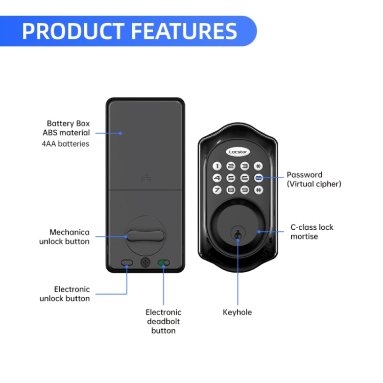 C88 Bluetooth Remote Tuya Automatic Smart Electronic Password Door Lock