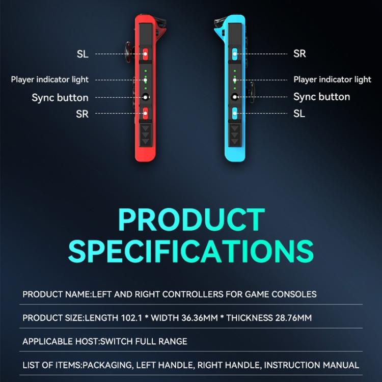 JOY-02 Gaming Left And Right Handle With RGB Lights Body Feel Bluetooth Gamepad For Switch / Switch OLED / Switch Pro / Switch Lite / Switch Joycon