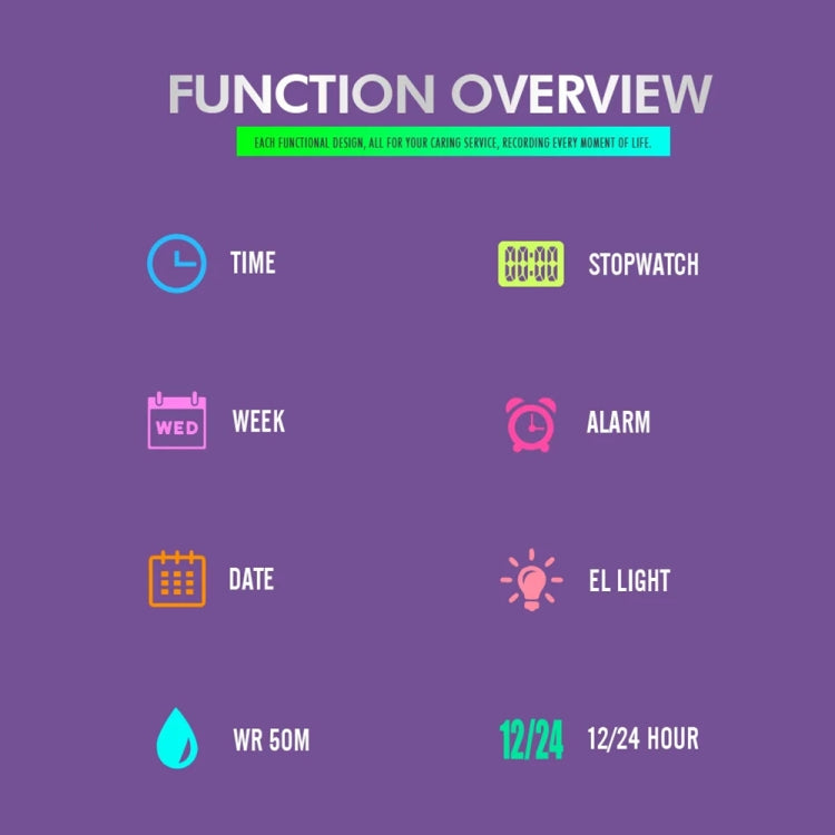 SKMEI 1698 50m Waterproof Multifunctional Sports Square Pin Buckle Luminous Digital Watch