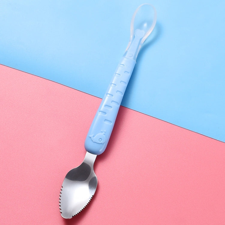 Baby Fruit Double-Ended Scraping Spoon 304 Stainless Steel Silicone Soft Spoon