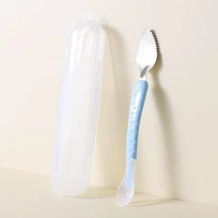 Baby Fruit Double-Ended Scraping Spoon 304 Stainless Steel Silicone Soft Spoon