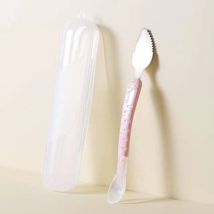 Baby Fruit Double-Ended Scraping Spoon 304 Stainless Steel Silicone Soft Spoon