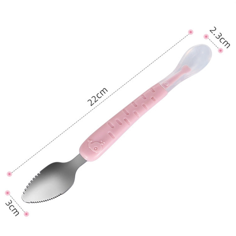 Baby Fruit Double-Ended Scraping Spoon 304 Stainless Steel Silicone Soft Spoon