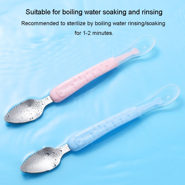 Baby Fruit Double-Ended Scraping Spoon 304 Stainless Steel Silicone Soft Spoon
