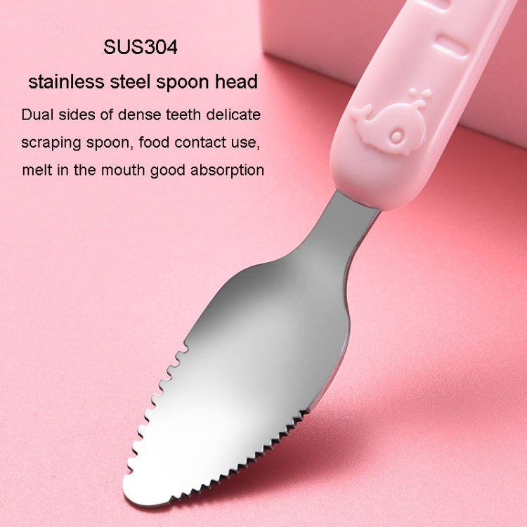 Baby Fruit Double-Ended Scraping Spoon 304 Stainless Steel Silicone Soft Spoon