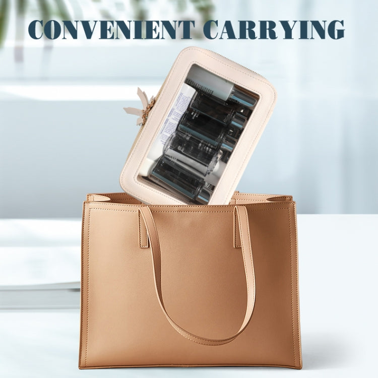 Double Layer PVC Waterproof Travel Cosmetics Storage Pack Large Capacity Wet & Dry Separation Transparent Skylight PU Bag