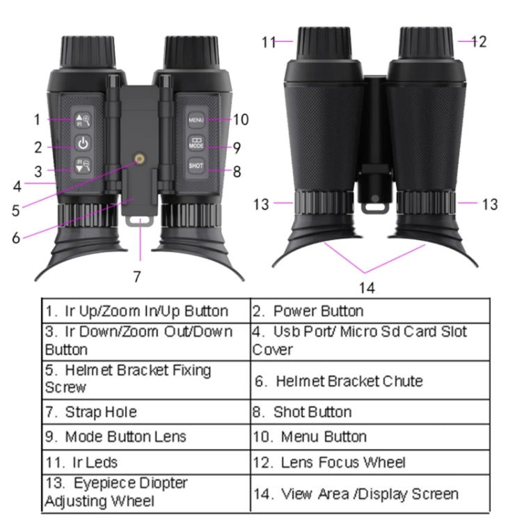 Adjustable Pupil Distance Headset Night Vision Device 3D HD Digital Binoculars Outdoor Infrared Night Vision Telescope