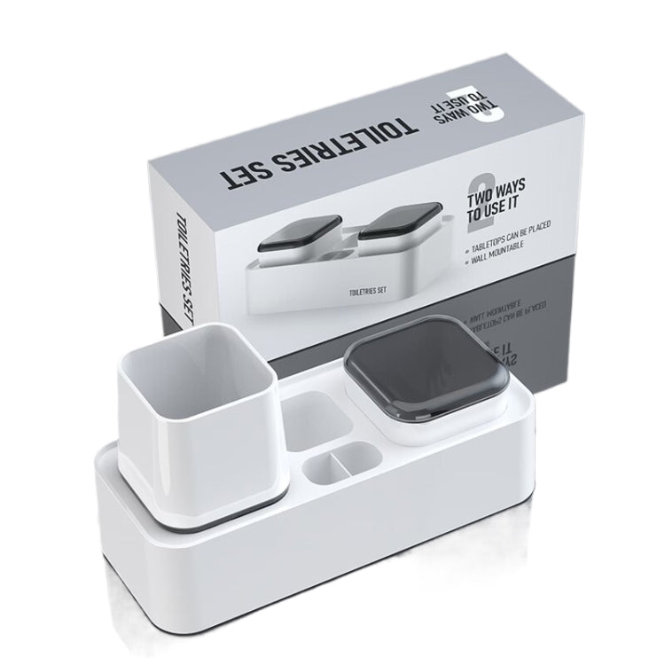 Hotel Toothbrush Rack With Double Cup Desktop Wall Mounted Toothpaste Holder