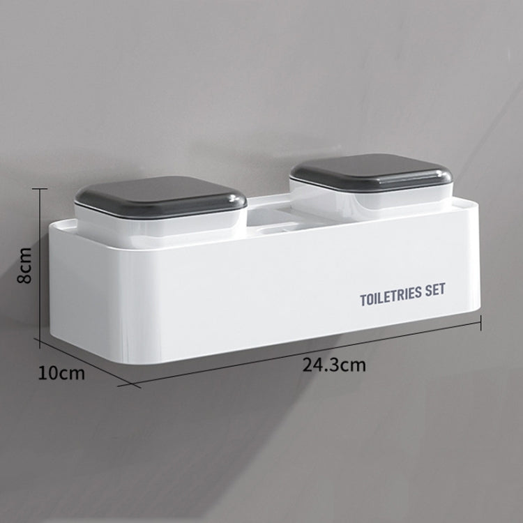 Hotel Toothbrush Rack With Double Cup Desktop Wall Mounted Toothpaste Holder