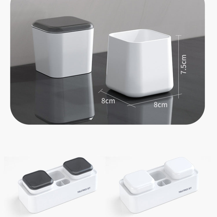 Hotel Toothbrush Rack With Double Cup Desktop Wall Mounted Toothpaste Holder