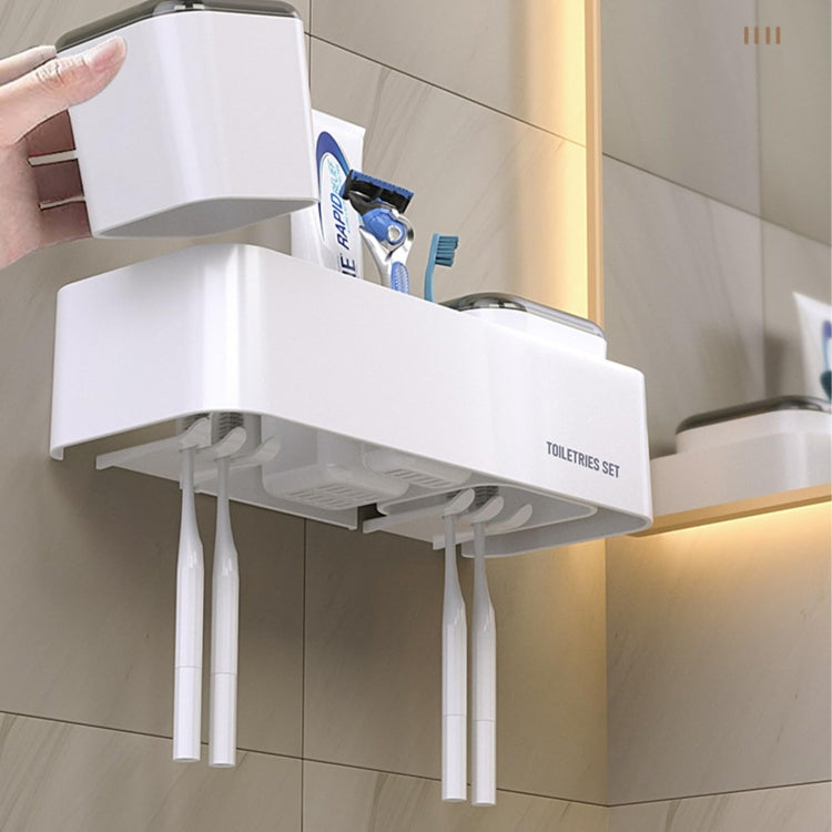 Hotel Toothbrush Rack With Double Cup Desktop Wall Mounted Toothpaste Holder