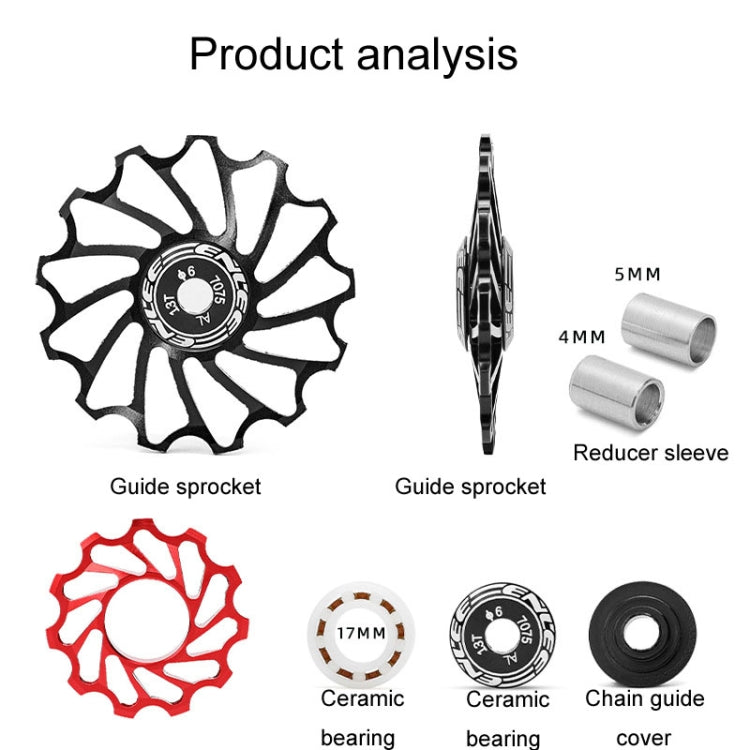 ENLEE Mountain Bicycle Rear Derailleur Guide Wheel Ceramic Bearing Tension Pulley