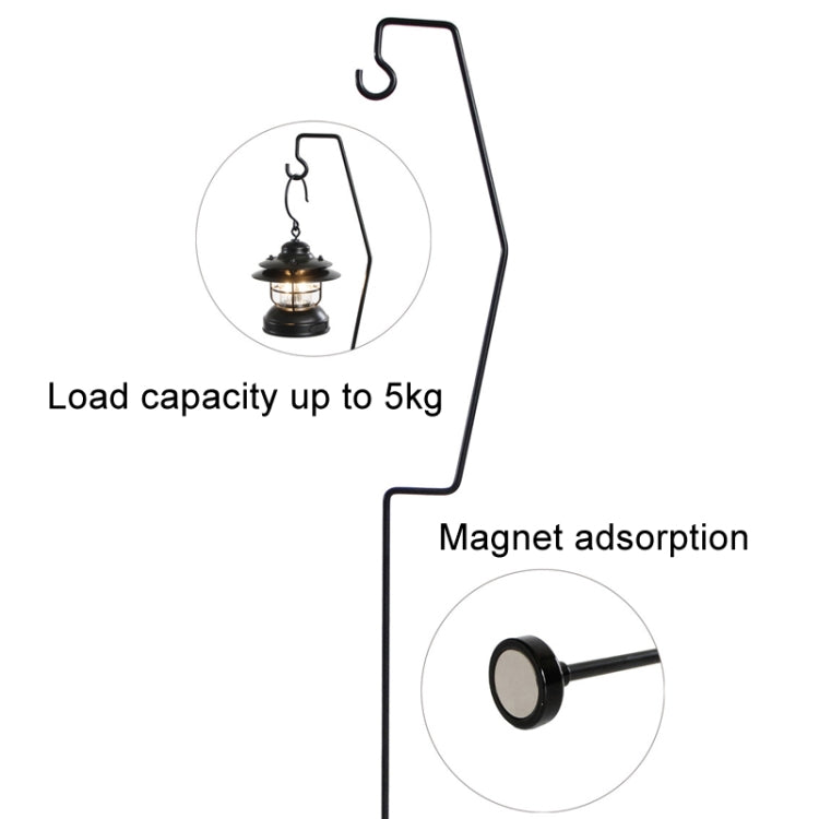 Outdoor Camping Desk Lamp Frame Retro Iron Art Camp Lamp Hanging Shelf Desktop Magnet Light Pole