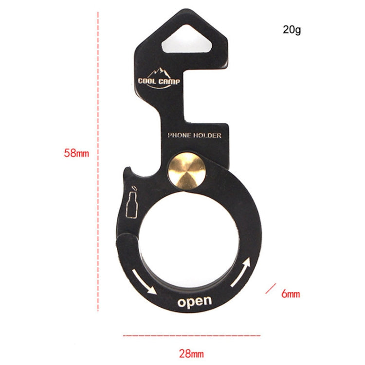 COOL CAMP CF-165 Outdoor Multifunctional Aluminum Buckle Camping Lanyard Hook Phone Holder Bottle Lifter