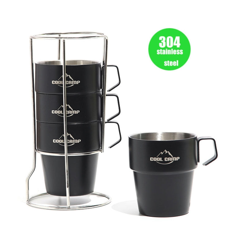 COOL CAMP CF-519 Outdoor Camping 304 Stainless Steel Coffee Cup Thermal Insulation Anti-Scald Double Vacuum Mugs
