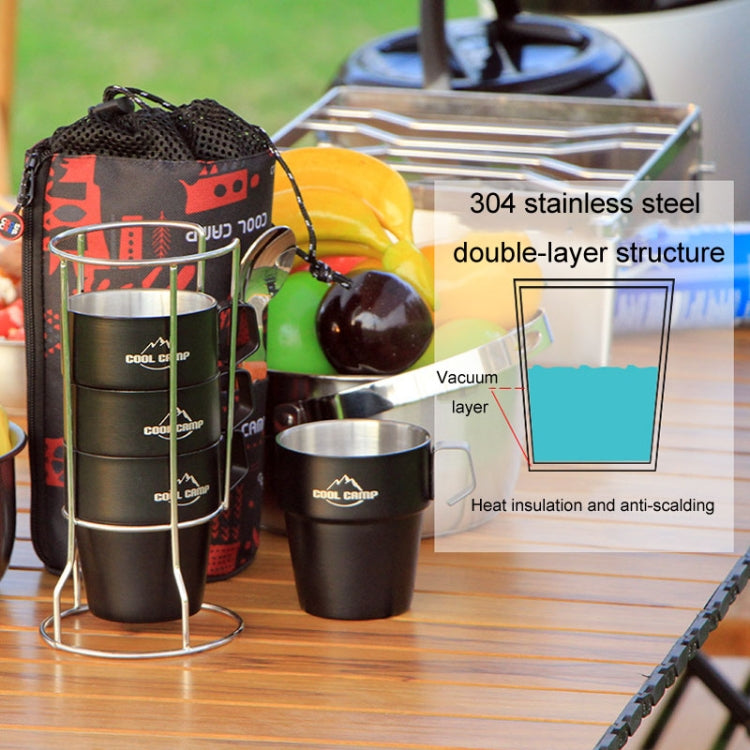COOL CAMP CF-519 Outdoor Camping 304 Stainless Steel Coffee Cup Thermal Insulation Anti-Scald Double Vacuum Mugs