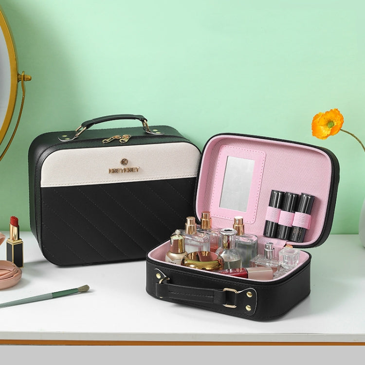 Portable Large-capacity Diagonal Stripe Cosmetic Case Travel Handheld Storage Bag