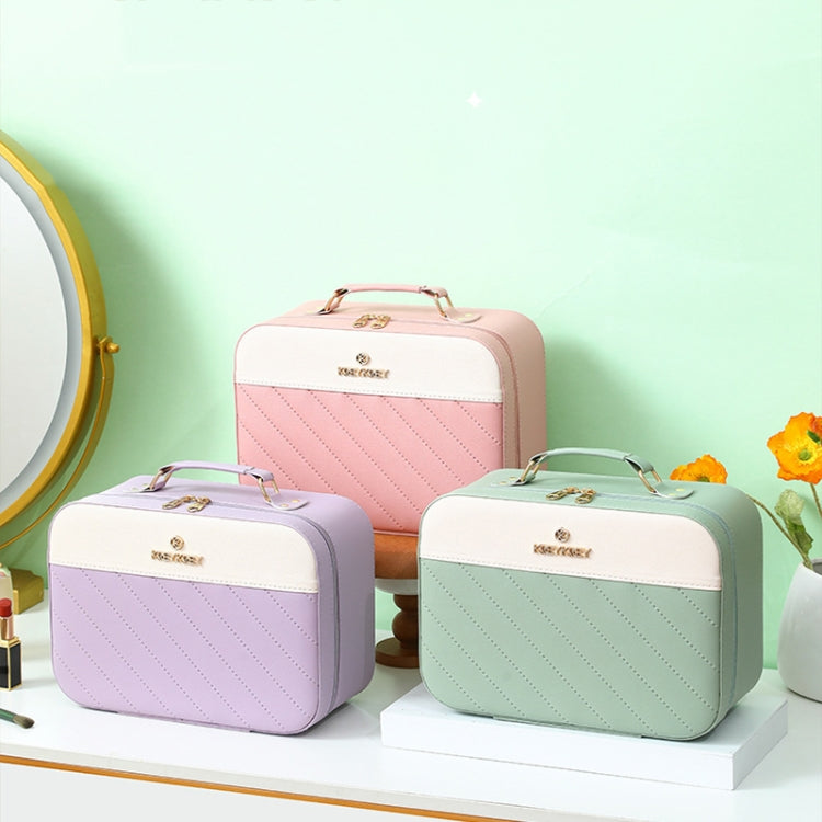 Portable Large-capacity Diagonal Stripe Cosmetic Case Travel Handheld Storage Bag