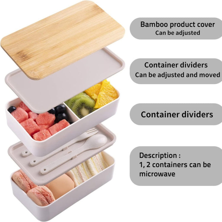 1200ml Portable Compartment Insulated Double Layer Lunch Box Microwavable Plastic Food Container