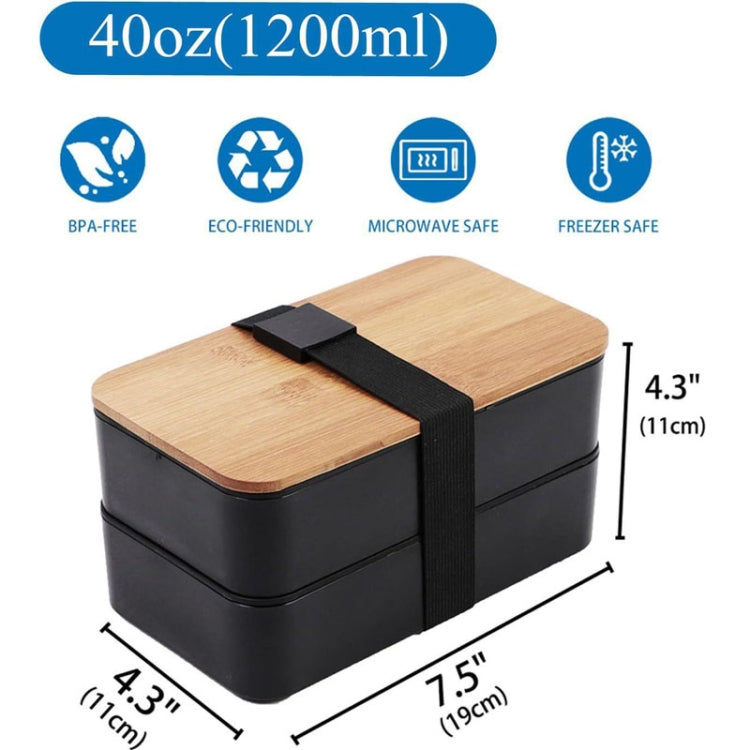1200ml Portable Compartment Insulated Double Layer Lunch Box Microwavable Plastic Food Container