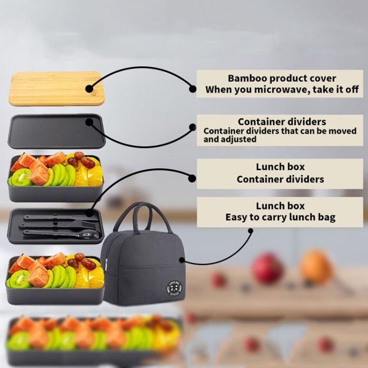 1200ml Portable Compartment Insulated Double Layer Lunch Box Microwavable Plastic Food Container