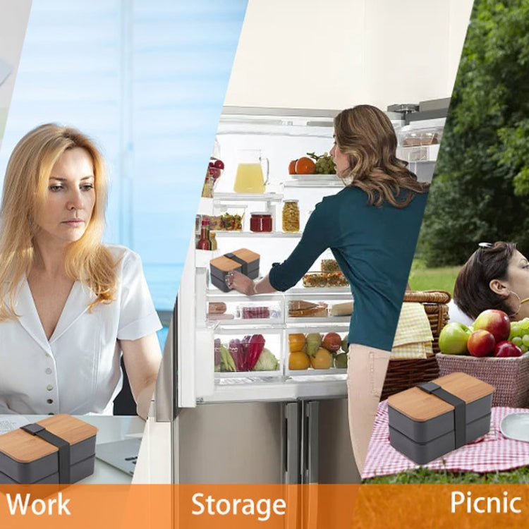 1200ml Portable Compartment Insulated Double Layer Lunch Box Microwavable Plastic Food Container