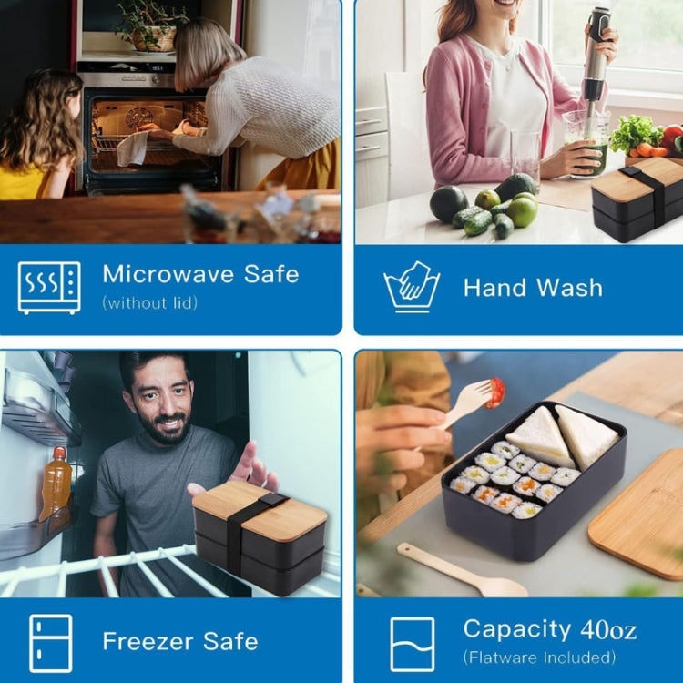 1200ml Portable Compartment Insulated Double Layer Lunch Box Microwavable Plastic Food Container