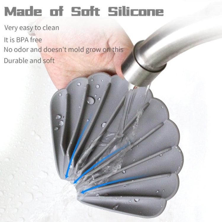 Drainable Silicone Soap Box No Hole Deflector Soap Dish Shell Shape Non-Slip Soap Holder