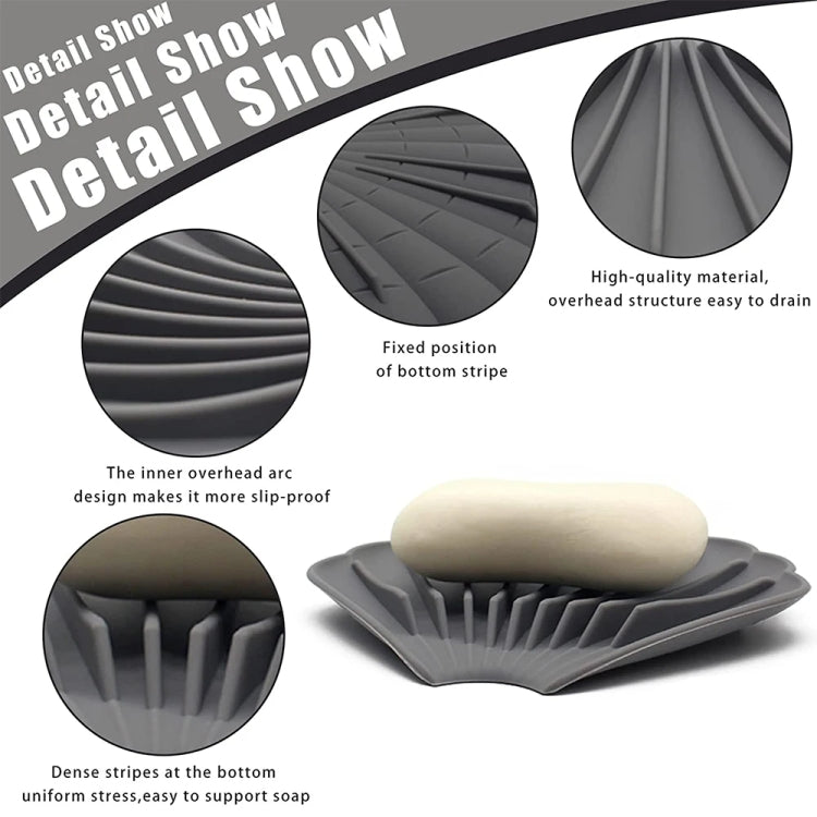 Drainable Silicone Soap Box No Hole Deflector Soap Dish Shell Shape Non-Slip Soap Holder